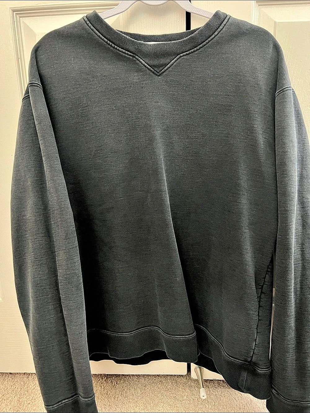 John Elliott Men's varsity Sweatshirt in Black/dark grey faded appearance
